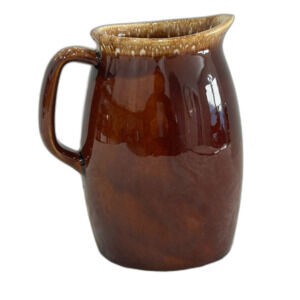 Vintage Hull Made In The USA Brown Drip Glaze Ceramic Pitcher (Approx 6.5” tall)